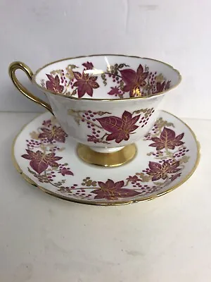 Buy Shelley England Bone China Grape & Leaf Pattern Teacup & Saucer Rare Vintage • 56.85£