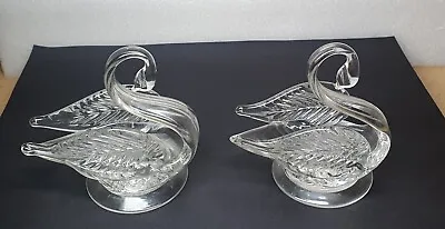 Buy A Gorgeous Pair Of Vintage Glass Swans - Ornamental Glass Animal Figurines  • 16.98£