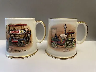 Buy 2 × Vintage Old Foley James Kent Ltd. Steam Engines Collector's Mugs • 14£