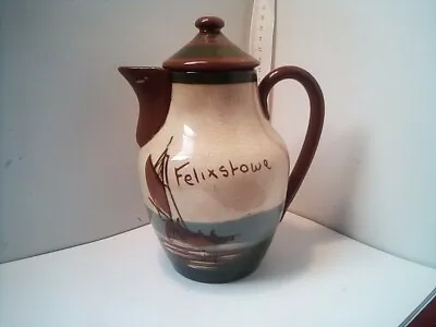 Buy Felixstowe Hart & Moist Exeter Pottery Coffee Pot  W Boat & Motto 16 Cm Vintage • 11£