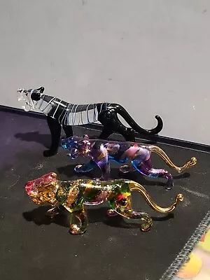 Buy  Tiger Miniature Figurines Hand Blown Glass Art Animals Collectible Lot  • 42.89£