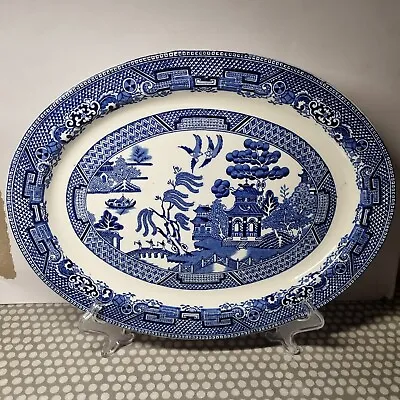 Buy Vintage Wood & Sons Woods Ware Blue  Willow  Oval Serving Plate/Platter • 18£