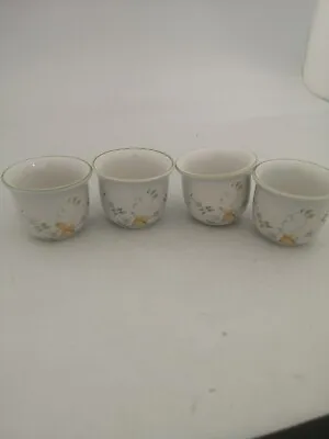 Buy Poole England Set Of 4 Vintage Egg Cups Floral Yellow & Purple Flowers  #JRA • 5.99£