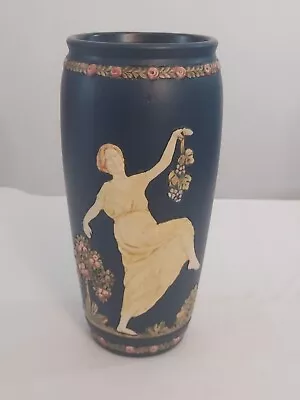 Buy Early BLUE WARE Weller Art Pottery MAIDENS DANCING Playing Harp Grapes 10  VASE • 86.09£