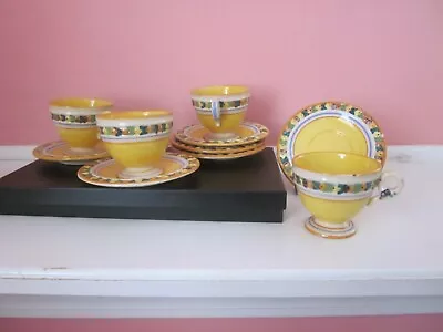 Buy  4 Vintage Della Robbia  Majolica Demi Cups & Saucer Sets + 2 Saucers • 36.94£