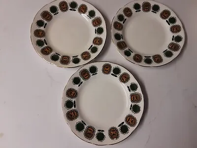 Buy 3x Sutherland 6  Cake Tea Plate Retro Abstract Flower Pattern Green Bone China • 5£