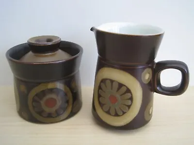 Buy 1960s Vintage Mid Century Denby Pottery Stoneware Arabesque Sugar Bowl & Jug • 9£