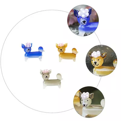 Buy  3 Pcs Glass Puppy Ornament Crystals Decor Blown Dog Figurines • 12.49£