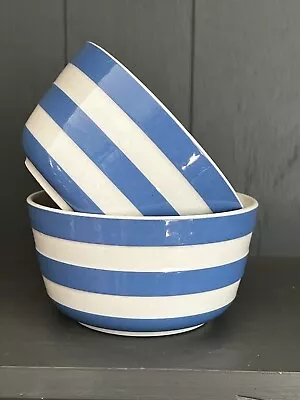 Buy 2 Vintage TG Green Cornish Kitchen Ware Blue & White Small Bowls Green Shield • 10£