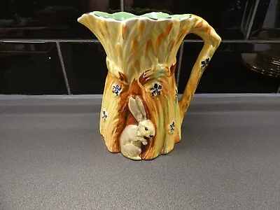 Buy Burleigh Ware Harvest Ceramic Jug Hare Flowers Rabbit  Yellow Vintage , 14.5 CM • 14.99£