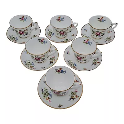 Buy Royal Worcester Abla Teacups And Saucers Set Of 6 C. 1950 Floral Spray Gold Edge • 37.99£