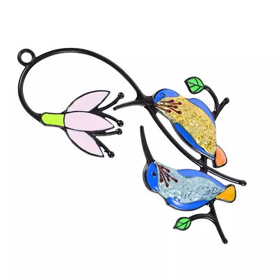 Buy  Blue Hummingbird Pendant Metal Stained Glass Birds Wall Hanging • 9.79£