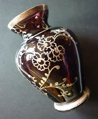 Buy Venetian Glass Vase Amethyst Glass With Inlaid Silver Or White Metal Flowers • 7.50£