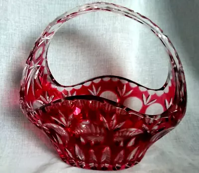 Buy Colour Bohemian Ruby Glass Crystal  Fruit's  Sweet's Basket Glassware • 38£