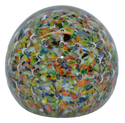 Buy Strathearn Hand Blown Controlled Bubble Multicolour Glass Paperweight 6 X 6.5cm • 35£