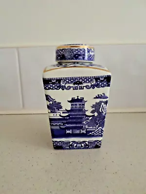 Buy Vintage Wade Pottery Blue & White Willow Pattern  Tea Caddy Ringtons (1991) • 9.99£