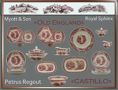 Buy   Old England-Cambridge  Parts To Choose From: Plate Cup Red Myott Sphinx Castillo • 6.91£