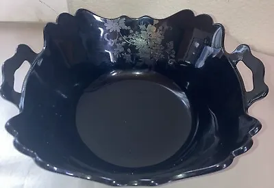 Buy Antique Black Amethyst Depression  Two Handle Glass Decorative Bowl. • 19.17£