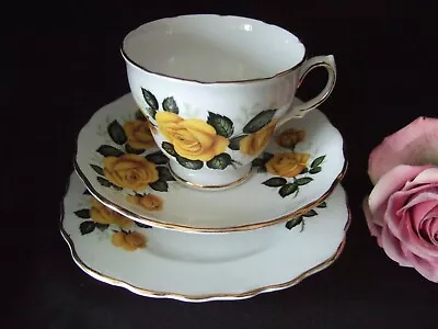 Buy Royal Vale Bone China Trio Tea Cup Saucer Side Plate Yellow Roses 7603 • 4.99£