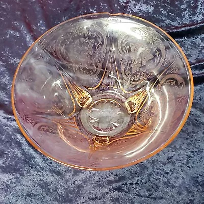 Buy Hazel Atlas Pink Depression Glass Royal Lace 3 Footed Console Bowl Chip In Lip • 19.08£