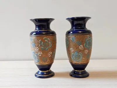 Buy Pair Of Royal Doulton Vases C.1910 • 70£