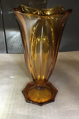 Buy Vintage * Brown Amber Glass Vase * Spiral Twisted  • 15.60£