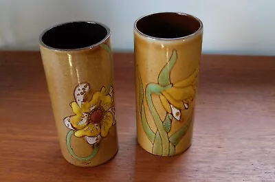 Buy Vintage Studio Guernsey Pottery Pair Of Straight Small Vases - Mustard • 22.99£
