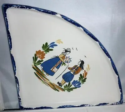 Buy Vintage Retro French Brittany Blue Breton Pottery Triangle Snack Serving Plate • 15.99£