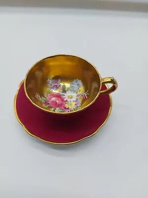 Buy Paragon Double Warrant Floral Cabbage Rose Gold And Pink Cup/Saucer - G6591 • 700£