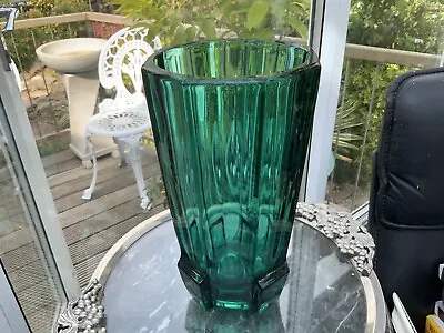 Buy Rudolf Schröter SKIO UNION Art Deco Style Bohemian Czech 1950s GLASS VASE OPTIC • 265£
