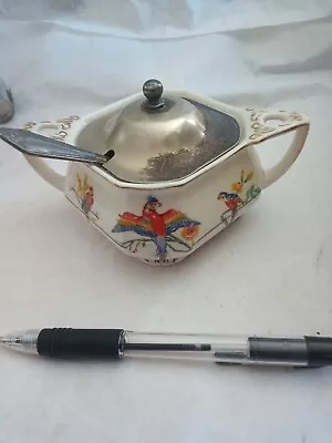 Buy  Deco W.H. Grindley & Co. Ltd. Sheraton Ivory Epns Lidded Sugar Bowl With Spoon • 12£