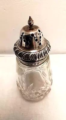 Buy Vintage Sterling Silver And Cut Glass Sugar Shaker #1026 • 25£
