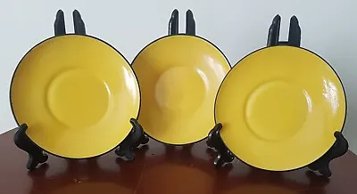 Buy GOSS CHINA 3x Vibrant Art Deco Yellow & Black Saucers. VGC. • 7.95£