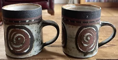 Buy Vintage Signed Briglin Studio Pottery Small Coffee/Espresso Mugs X2 8cm Tall • 5.99£