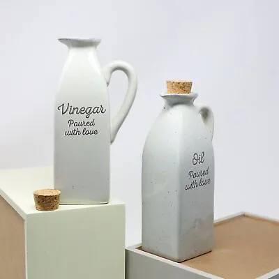 Buy Set Of 2 Ceramic Oil Balsamic Vinegar Dressing Decanter Dispenser Bottles Jugs • 15.95£