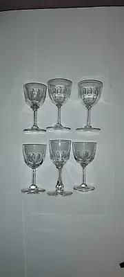 Buy Small Victorian Wine Glasses Printie Cut Hand Blown Vintage Unmatched Set Of 6 • 12£