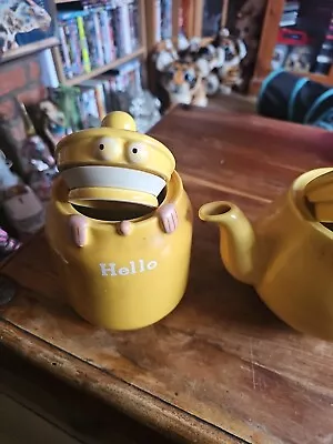 Buy P&K Kensington Yellow Ceramic Hello! Teapot And Storage Excellent Condition • 25£