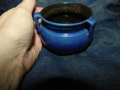 Buy Antique C H Brannam Pottery Small Cauldron Shape Pot 3 Handles Teal Blue • 40£