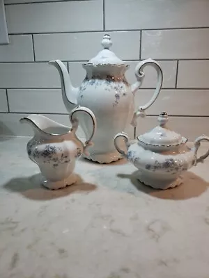 Buy Johann Haviland China Blue Garland With Coffee/Tea Pot,  Sugar And Creamer • 57.54£