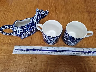 Buy Burleigh Calico Cow Creamer And Two Coffee Cups. In Great Condition • 12.50£