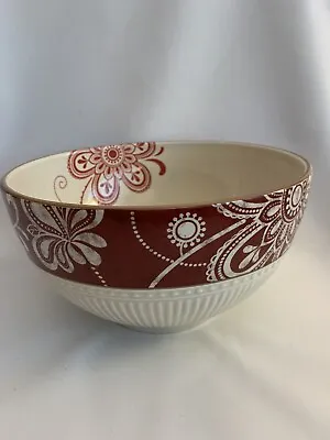 Buy Pier 1 Imports “Maribeth” 9” Ironware Mixing/Salad/Serving Bowl - Red Floral • 23.66£