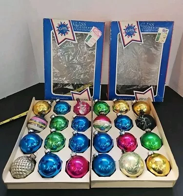 Buy Vintage Coby Glass Christmas Ornaments Multi Color 24 Units Original Box  • 37.95£