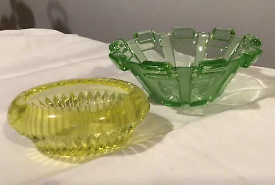 Buy Uranium Glass Art Deco Small Bowl 12 Cm Wide 5cm High And Yellow Uranium Salt • 9£