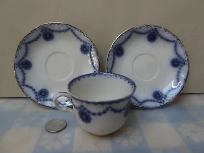 Buy Antique Furnivals England Sheraton Flow Blue Espresso Cup And Saucers 1900 Model • 7.63£