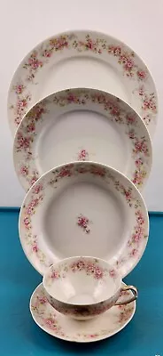 Buy Antique GDA France Limoges 5 Piece Dinnerware Set - Pink Flower & Gray Branches • 77.65£