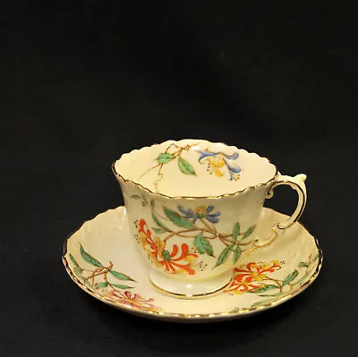 Buy Aynsley Cup & Saucer Square #C507 Hand Painted Orange Honeysuckle Gold 1934-1939 • 131.80£
