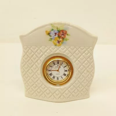 Buy Donegal Small Mantel Clock White Floral Parian China - WRDC • 7.99£