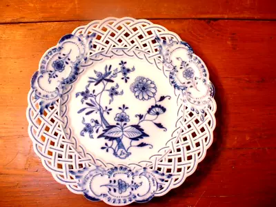 Buy Lovely Meissen Blue Onion Reticulated Plate With Cross Swords Mark • 62.43£
