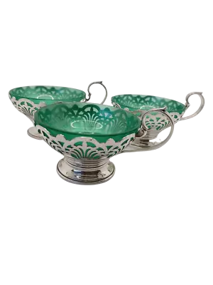 Buy 2x MAPPIN & WEBB Silver Plated Green Glass Bowls Bonbon Dishes W28719 • 99.99£