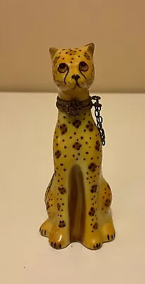 Buy Vintage Limoges Porcelain Cheetah Leopard Chain Porcelain Trinket Box • 150.90£